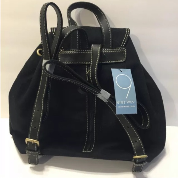 NWT Nine West Black Fabric Backpack Back Zipper - Picture 4 of 4